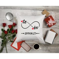   Párna - Végtelen jel - Te és én felirat dátummal készítve