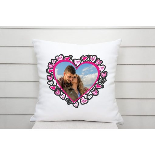 Párna - Saját fotóval - Szíves kerettel