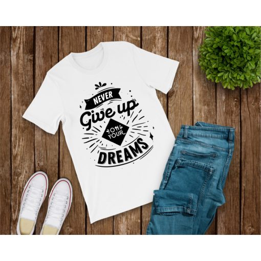 polo-never give up on your dreams-motivacios-polo-feher-fekete